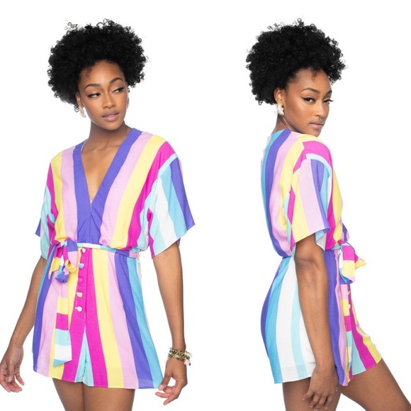 55*LAST 1* Carnival Striped Romper - Picture 3 of 6